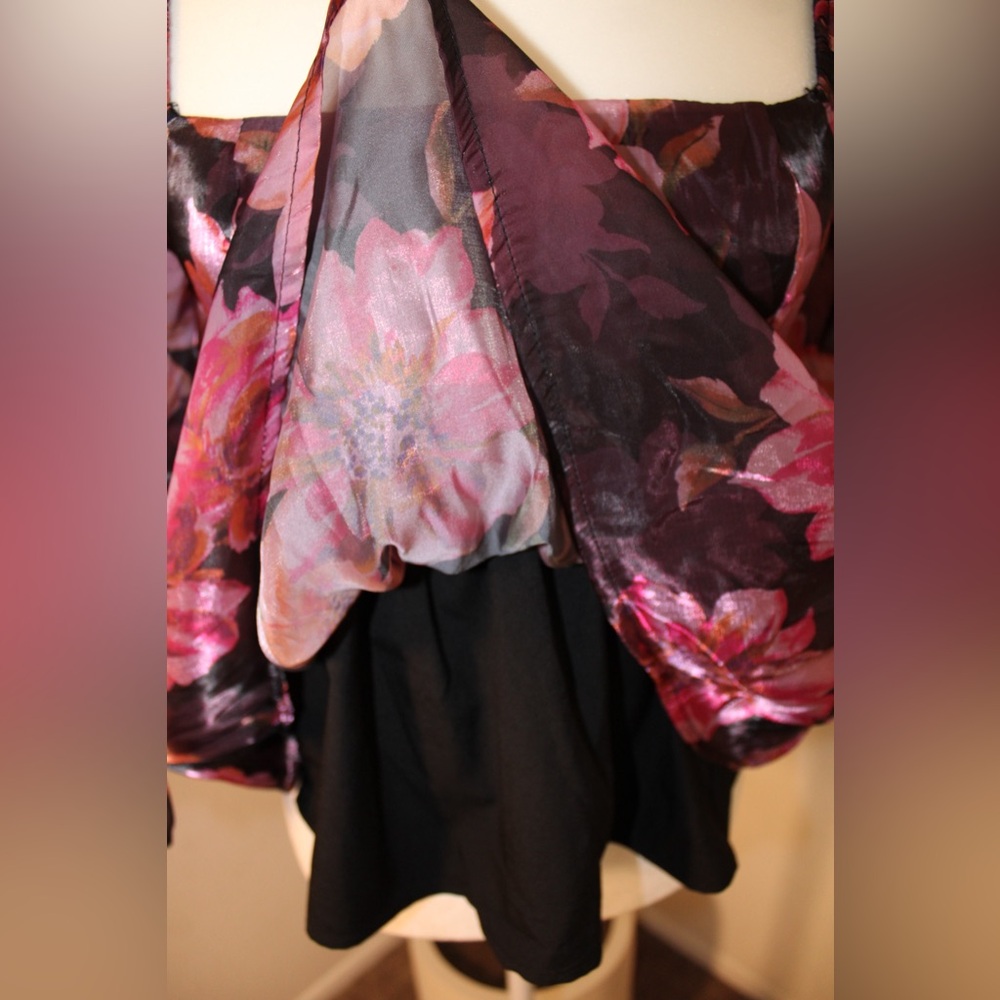 Thirty Thirty LA Floral Organza Peplum Babydoll Blouse - Picture 12 of 13
